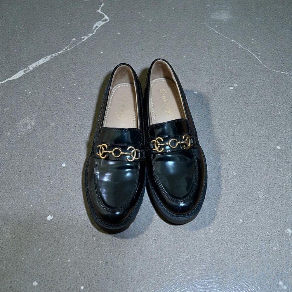 Circus NY by Sam Edelman Deana platform loafers in black patent faux leather